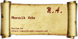 Mensik Ada névjegykártya
